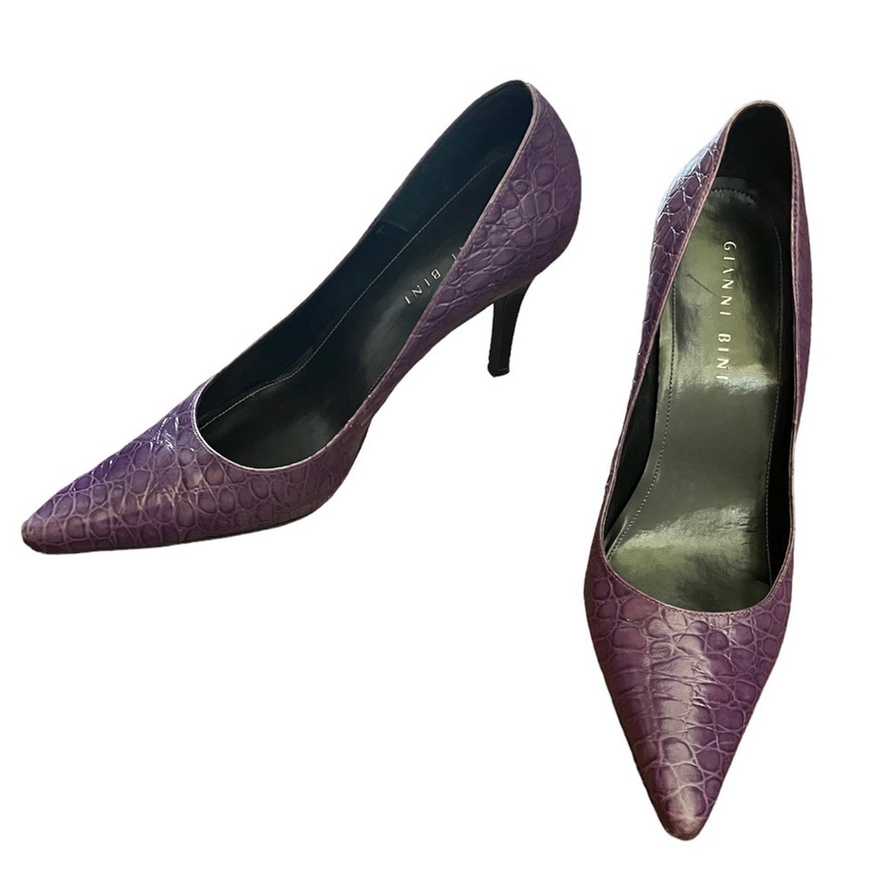 Gianni Bini pumpitup Womens purple grape croc pumps heels Sz 9